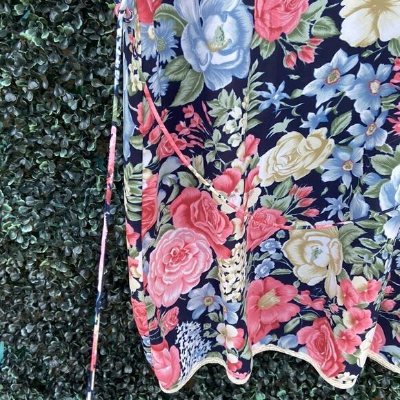 Vintage Val Mode Sheer Lace Trim & Floral Print Robe Lingerie - Picture 7 of 8